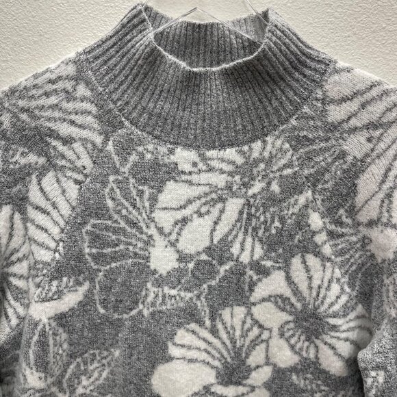 Liz Claiborne Mock Neck Long Sleeve Floral Sweater Size Large - Picture 2 of 9